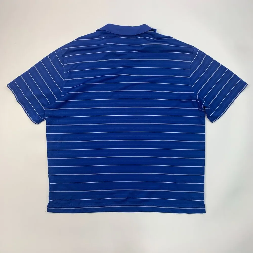 Nike Golf Shirt Mens XL Extra Large Harbor Blue Striped Dry Fit Golfing Polo